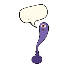 cartoon halloween ghost in bottle with speech bubble N14