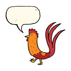cartoon cockerel with speech bubble N22