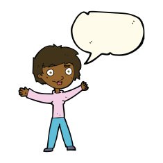 cartoon woman waving arms with speech bubble N16