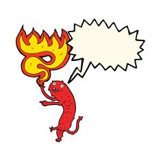 cartoon gross little monster with speech bubble N6