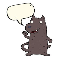 cartoon happy dog with speech bubble N62