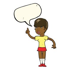 cartoon woman with idea speech bubble N177