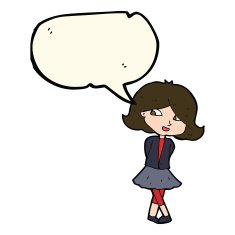 cartoon happy girl with speech bubble N60