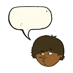 cartoon suspicious man with speech bubble N26