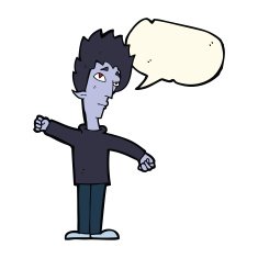 cartoon vampire man with speech bubble N78