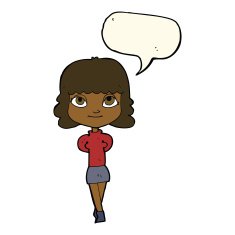 cartoon happy girl with speech bubble N61