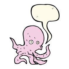 cartoon octopus with speech bubble N22