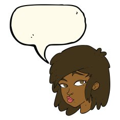 cartoon curious woman with speech bubble N43