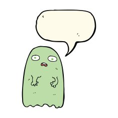 funny cartoon ghost with speech bubble N68