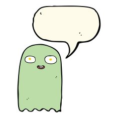 funny cartoon ghost with speech bubble N69