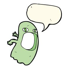 funny cartoon ghost with speech bubble N70