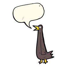 funny cartoon bird with speech bubble N91
