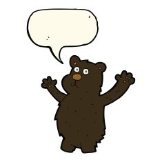 cartoon funny black bear with speech bubble N8