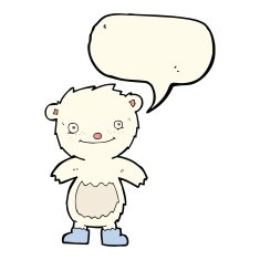 cartoon teddy polar bear wearing boots with speech bubble N4