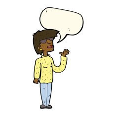 cartoon woman wearing spectacles with speech bubble N29