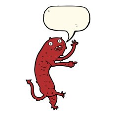 cartoon gross little monster with speech bubble N7