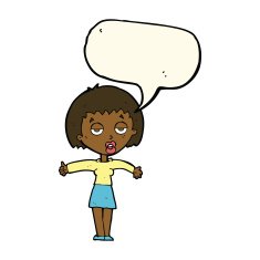 cartoon bored woman with speech bubble N22