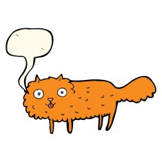 cartoon furry cat with speech bubble N7