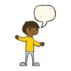 cartoon annoyed boy with speech bubble N29