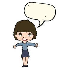 cartoon happy girl with speech bubble N63