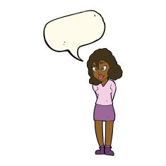 cartoon confused woman with speech bubble N62
