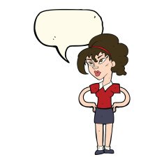 cartoon woman with hands on hips speech bubble N166
