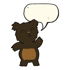 cartoon black bear with speech bubble N49