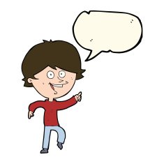 cartoon happy pointing man with speech bubble N13