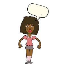cartoon girl fight with speech bubble N7
