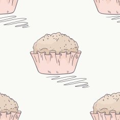 Hand drawn muffin seamless pattern in vector