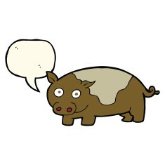 cartoon pig with speech bubble N14