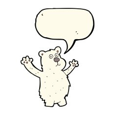 cartoon funny polar bear with speech bubble N5