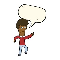 cartoon man pointing with speech bubble N141