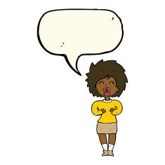 cartoon screaming woman with speech bubble N8