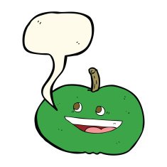 cartoon happy apple with speech bubble N7