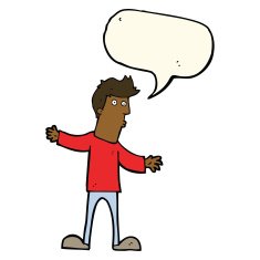 cartoon curious man with speech bubble N50