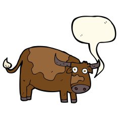 cartoon cow with speech bubble N27