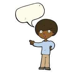 cartoon pointing boy with speech bubble N23