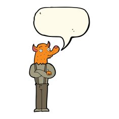 cartoon man with fox head speech bubble N4