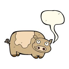 cartoon pig with speech bubble N15