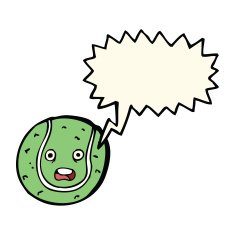 cartoon tennis ball with speech bubble N4