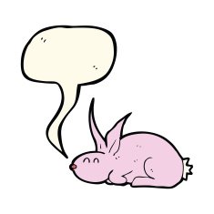 cartoon rabbit with speech bubble N64