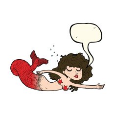 cartoon mermaid with speech bubble N50