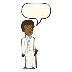 cartoon unhappy gentleman with speech bubble N7