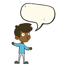 cartoon curious boy with speech bubble N28