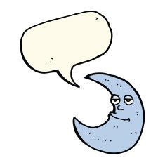 happy cartoon moon with speech bubble N4