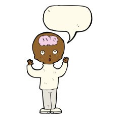 cartoon genius with speech bubble N8