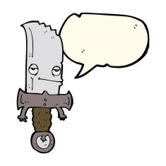 knife cartoon character with speech bubble N4