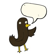 funny cartoon bird with speech bubble N93