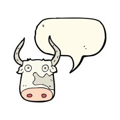 cartoon cow with speech bubble N29